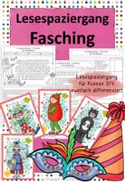 Vorschau - Arbeitsblätter - Lesespaziergang - Fasching Klasse 3/4 #Silvesterknaller23 - Deckblatt