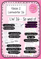 Vorschau - Arbeitsblätter - Lernwörter üben 2. Klasse - LW 16 - Wörter mit sp und st in Grundschrift, Druckschrift und AW Straight - Deckblatt