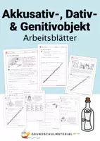 Vorschau - Arbeitsblätter - Akkusativ-, Dativ- und Genitivobjekt Arbeitsblätter - Deckblatt