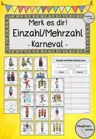 Vorschau - Spiele - Merk es dir! Karneval/Fasching: Einzahl und Mehrzahl - Deckblatt