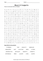 Vista previa - Hojas de trabajo - Cerca puzzle mezzi di trasporto "Sopa de letras" italiano - Portada