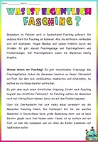 Aperçu - Texte - Texte de lecture "Was ist eigentlich Fasching?" Allemand - Page de couverture