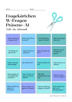 Vorschau - Merkblätter - DaF - Deutsch - A1 W-Fragen - 40 verschiedene Fragekärtchen (40 x informell / 40 x formell) - Deckblatt