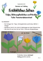 Vorschau - Arbeitsblätter - Basteln im Frühling: Frühblüher falten (Fensterdeko) - Deckblatt