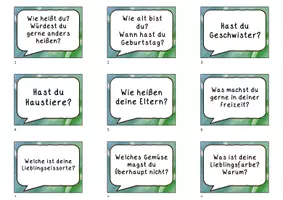 Vorschau - Aufgabenkarten - Kennenlernkärtchen (Stop and Swap) - Fragen zum Kennenlernen - Deckblatt