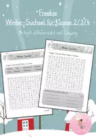 Vorschau - Arbeitsblätter - Freebie Suchsel Winter Klasse 2/3/4 2-fach differenziert - Deckblatt