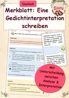 Vorschau - Merkblätter - Merkblatt: Eine Gedichtinterpretation verfassen - Deckblatt