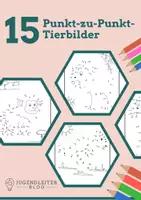 Vorschau - Mal- und Bastelvorlagen - 15 Punkt-zu-Punkt-Tierbilder als Download - Deckblatt
