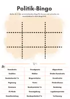 Vorschau - Arbeitsblätter - Politik Bingo - Seite 1