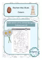 Vorschau - Arbeitsblätter - Rechenmalblatt | Zahlenraum 20 | Subtraktion | Ostern - Deckblatt