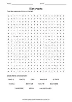 Vista previa - Hojas de trabajo - Cerca puzzle ristorante "Sopa de letras" italiano - Portada