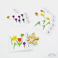 Vorschau - Arbeitsblätter - KLAMMERKARTEN / ZÄHLKARTEN „Zähle die FRÜHBLÜHER!“ (Zahlen bis 6) - mit Video zur Klammertechnik - Frühling - Deckblatt