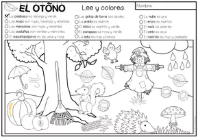 Vorschau - Arbeitsblätter - EL OTONO (Herbst) - Lee y colorea (Lesen und Malen) - Seite 1