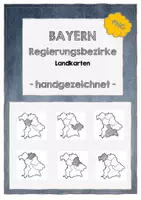 Vorschau - selbst erstellte Cliparts/Grafiken - Landkarten BAYERN Regierungsbezirke -handgezeichent- Clipart PNG - Deckblatt