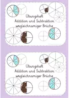 Vorschau - Arbeitsblätter - Übungsheft Addition und Subtraktion ungleichnamiger Brüche - Seite 1