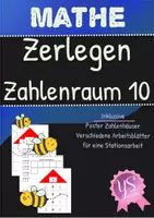 Vorschau - Arbeitsblätter - Mathe: Zerlegen und Zahlenhäuser im Zahlenraum bis 10 - Deckblatt
