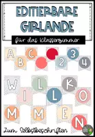Vorschau - Mal- und Bastelvorlagen - Materialpaket - Girlanden (Wimpelketten) für das Klassenzimmer (editierbar) - Seite 1