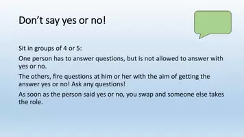 Vorschau - Präsentationen/Tafelbilder - 2 Speaking Activities: "Don't say yes or no" & "60 seconds of..." - Seite 1