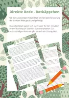 Vorschau - Arbeitsblätter - Direkte Rede Übung Rotkäppchen - Deckblatt