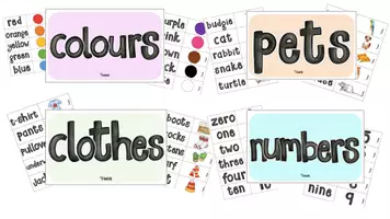 Vorschau - Bildkarten - Diktate aus der Box Englisch: Pets, Colours, Numbers, Clothes - Deckblatt