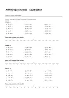 Aperçu - Feuilles d'exercices - Arithmétique mentale - Soustraction - Exercices avec mot solution - Page de couverture