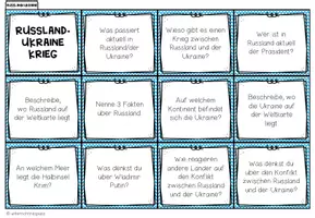Vorschau - Aufgabenkarten - RUSSLAND-UKRAINE KRIEG - Plauderkärtchen - Seite 1