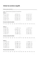 Aperçu - Feuilles d'exercices - Diviser les nombres négatifs - Exercices avec mot solution - Page de couverture