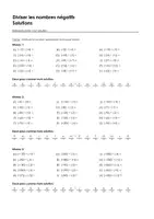 Aperçu - Feuilles d'exercices - Diviser les nombres négatifs - Exercices avec mot solution - Page 1