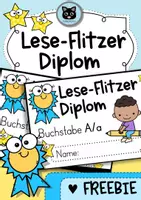 Vorschau - Bildkarten - FREEBIE | Diplom "Lese-Flitzer" | A - Z | DRUCKSCHRIFT - Deckblatt