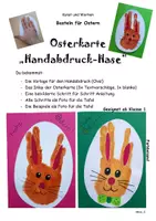 Vorschau - Arbeitsblätter - Basteln für Ostern: Osterkarte "Handabdruck-Hase" - Deckblatt