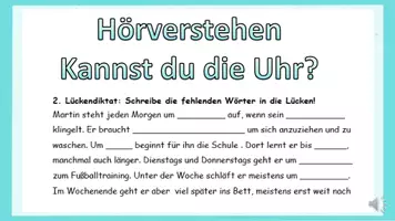 Vorschau - Arbeitsblätter - Hörverstehen "Kannst du die Uhr?" die Uhrzeit - DaZ - Seite 2