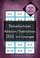 Vorschau - Spiele - Rechenkärtchen Addition/Subtraktion im ZR20 - Deckblatt