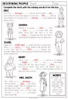 Vorschau - Arbeitsblätter - DESCRIBING PEOPLE - Worksheet 1 (Vocabulary + Grammar Lückentext) - Seite 2