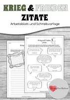 Vorschau - Arbeitsblätter - Krieg und Frieden Zitate - Arbeitsblatt & Schreibvorlage #StandWithUkraine - Deckblatt