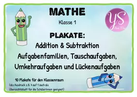 Vorschau - Poster - Mathe: Plakate zu Tauschaufgaben Umkehraufgaben Aufgabenfamilien Lückenaufgaben - Seite 1