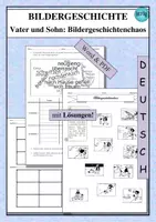 Vorschau - Arbeitsblätter - Bildergeschichte Vater und Sohn: Bildergeschichtenchaos - als PDF & Word - Deckblatt