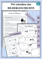 Vorschau - Arbeitsblätter - Infotext und Überblick: Wir schreiben eine Bildergeschichte - als PDF & Word - Deckblatt