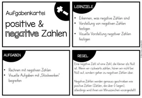Vorschau - Aufgabenkarten - Mathe Aufgabenkarten negative Zahlen - Seite 1