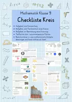 Vorschau - Arbeitsblätter - Kreise Checkliste mit Lösungen - Klasse 9 - Deckblatt