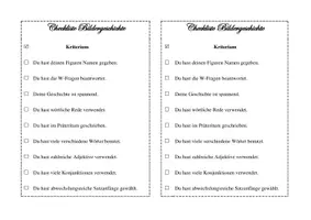 Vorschau - Arbeitsblätter - Checkliste Bildergeschichte - als PDF & Word-Dokument - Deckblatt