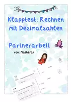 Vorschau - Arbeitsblätter - Klapptest-Rechnen mit Dezimalzahlen-PA (2 Schwierigkeitsgrade) - Deckblatt