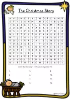 Vista previa - Unidades / Secuencias / Situaciones de Aprendizaje - Nativity Christmas Story Jesus Printable Word Search Puzzle 2 Religion Bible English / Inglés - página 1
