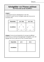 Vorschau - Arbeitsblätter - Schrägbilder von Prismen zeichnen | Aufgaben + Lösungen - Deckblatt