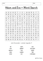 Vista previa - Unidades / Secuencias / Situaciones de Aprendizaje - Adam and Eve Printable Word Search Puzzle Religion Bible Old Testament Bible English / Inglés - página 1
