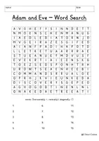 Vista previa - Unidades / Secuencias / Situaciones de Aprendizaje - Adam and Eve Printable Word Search Puzzle Religion Bible Old Testament Bible English / Inglés - página 3