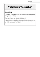 Vorschau - Arbeitsblätter - Volumen untersuchen | +Beispielkarte - Seite 1