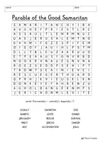 Vista previa - Unidades / Secuencias / Situaciones de Aprendizaje - Parable of the Good Samaritan Word Search Puzzle Religion Bible Jesus Bible English / Inglés - página 1