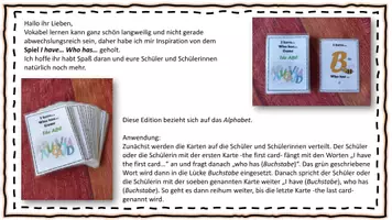 Vorschau - Bildkarten - I have... who has... Spiel - Die Alphabet Edition - Deckblatt