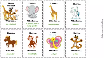 Vorschau - Bildkarten - I have... Who has... Spiel - Tier Edition - Seite 1