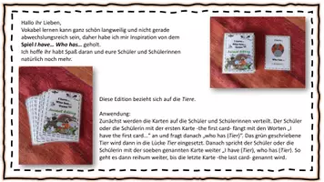 Vorschau - Bildkarten - I have... Who has... Spiel - Tier Edition - Deckblatt